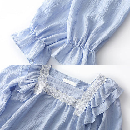 Loose Waist Flouncing Skirt High Pleated Shirt