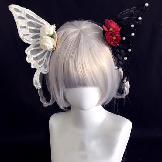 Pince à cheveux élégante en forme de papillon et de rose, accessoire pour cheveux d'Halloween