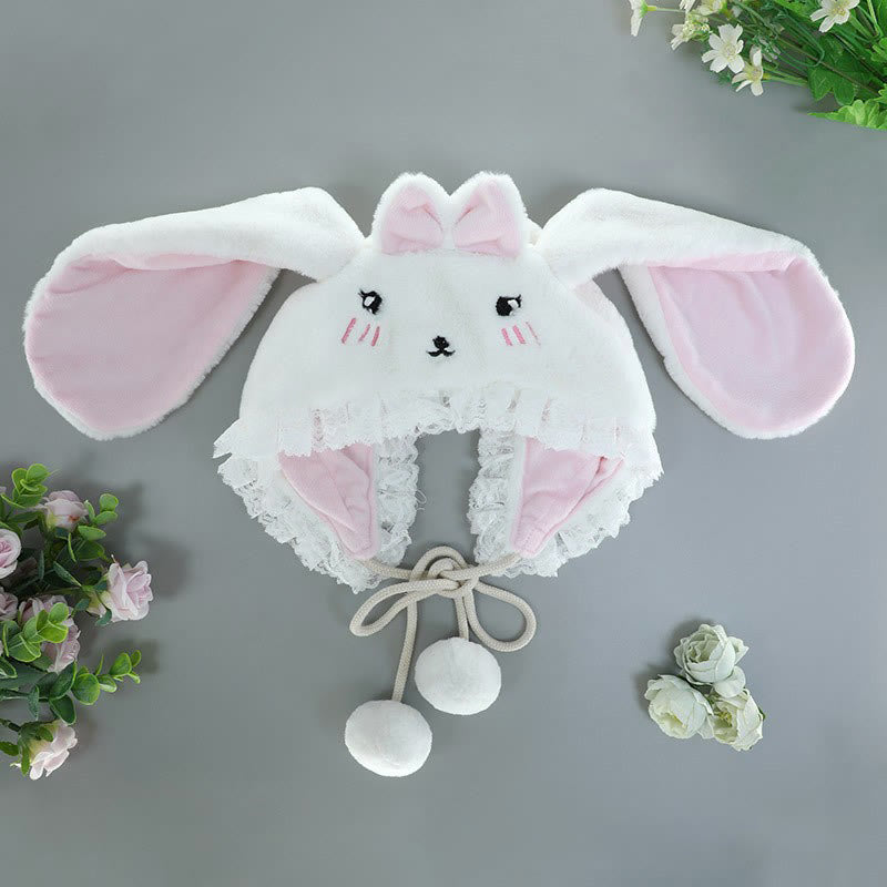 Cartoon Bunny Bear Ears Lace Lolita Plush Hat