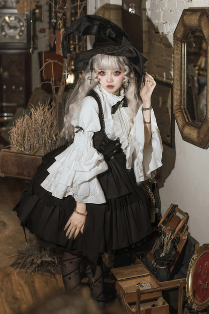 Gothic Princess Lolita Strap Dress with Cardigan and Bow