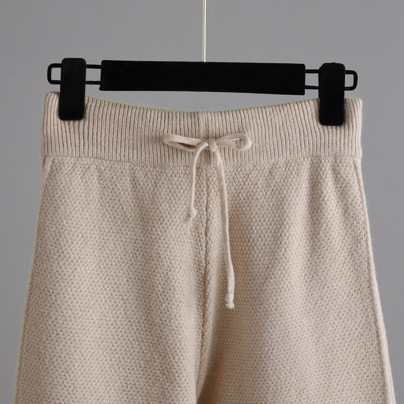 Wide Sweater Set Knit Leg Pants Pure Color