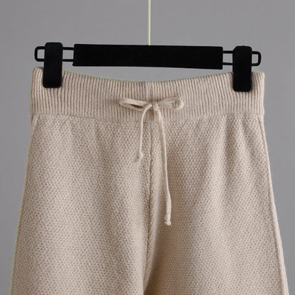 Wide Sweater Set Knit Leg Pants Pure Color