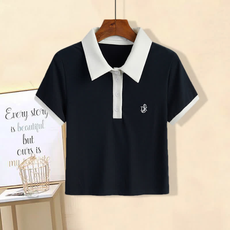 Blossom Skirt T-Shirt Print Split Polo Set