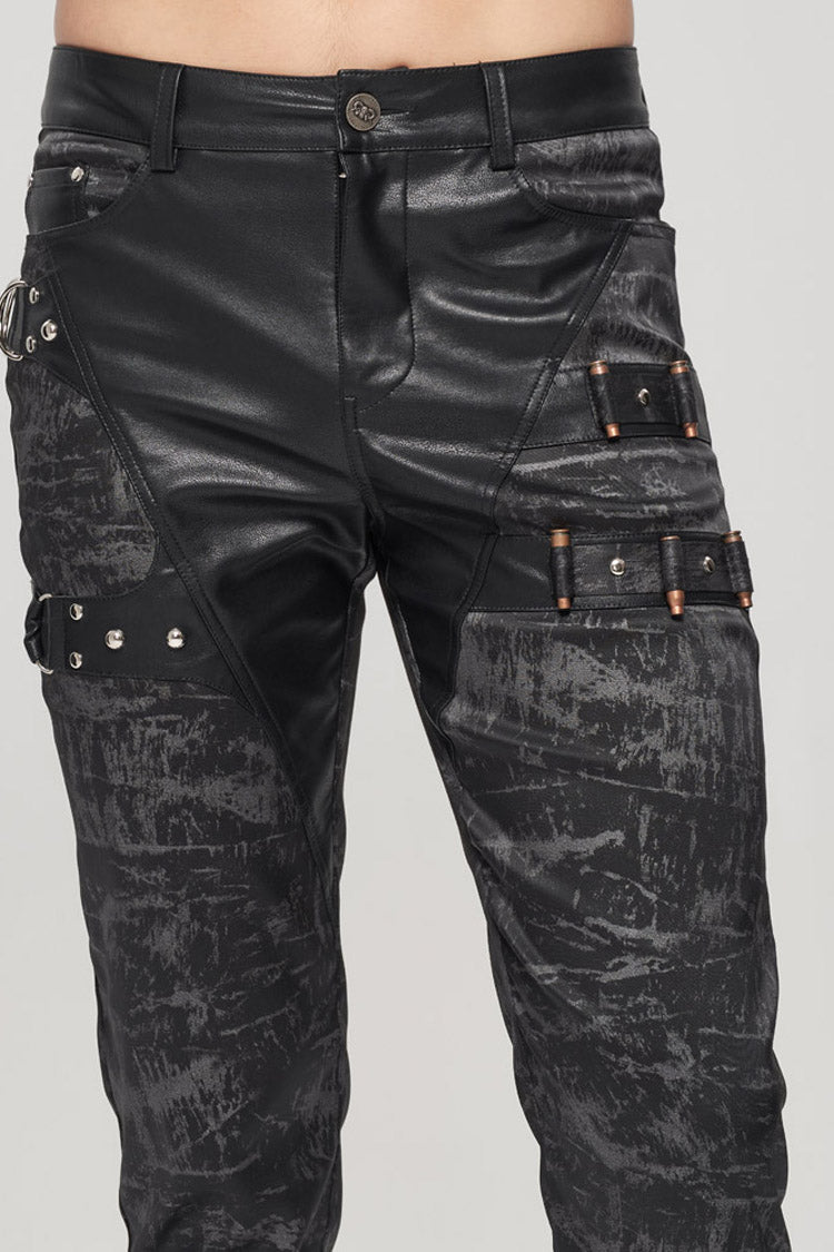 Mens Long Trousers with Detachable Pockets and Rivet Details