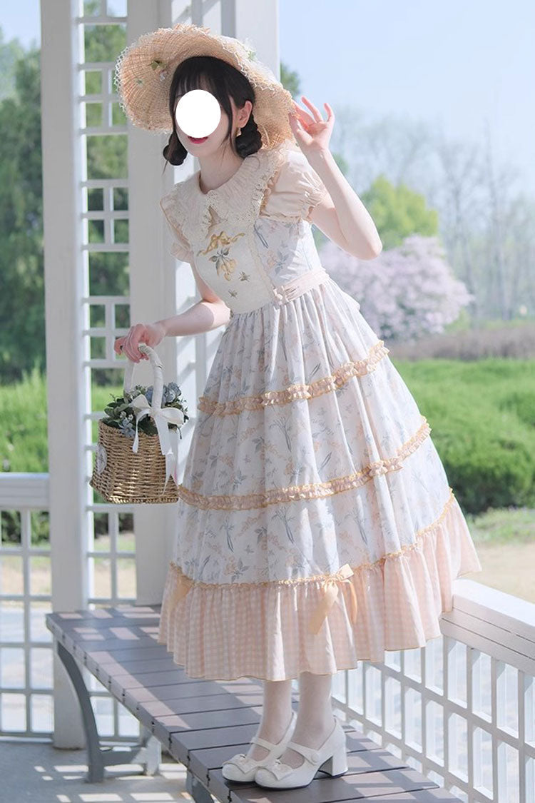 Summer Print Embellished Ruffle Lolita Jumper Dress