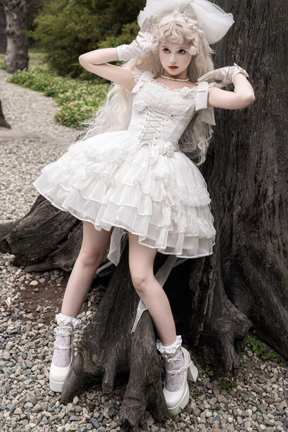 White Rose Multi-Layer Gothic Lolita JSK Dress