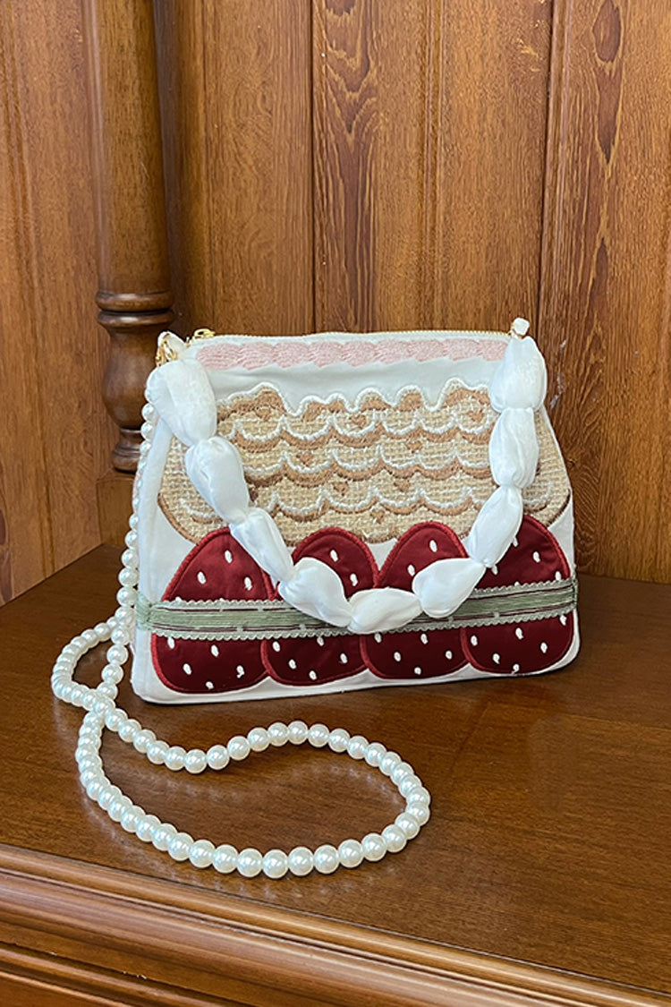Mint Strawberry House Embroidered Ribbon Lolita Handbag