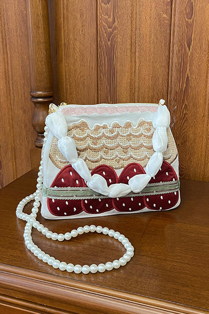 Mint Strawberry House Embroidered Ribbon Lolita Handbag