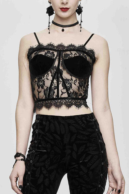 Gothic Corset with Lace Halter and Flocking Ribbon Details