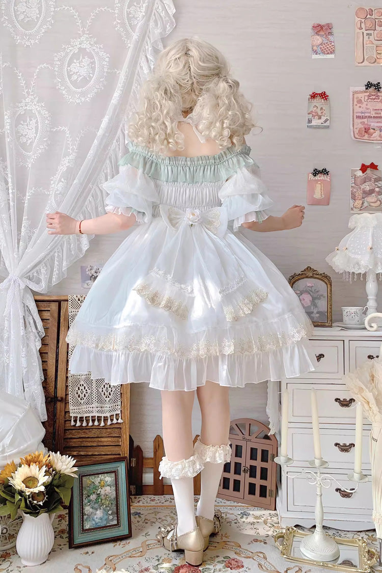 Emerald Ruffled Lace-Up Princess Lolita Dress - Spring Boliya