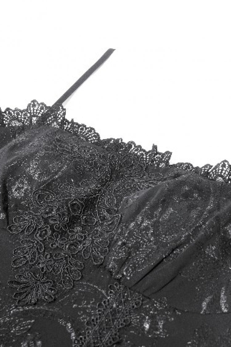 Embroidered Peplum Court Slip Dress in Gothic Style