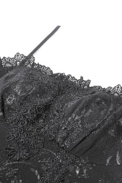 Embroidered Peplum Court Slip Dress in Gothic Style