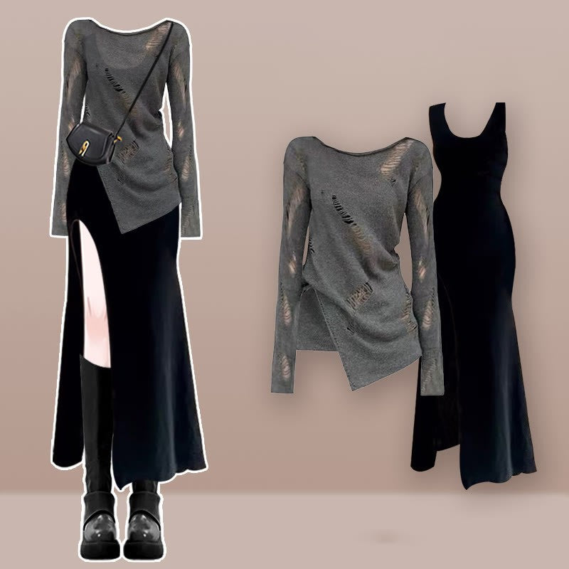 Slip Pieces Set Top The Shoulder Two Dress Off