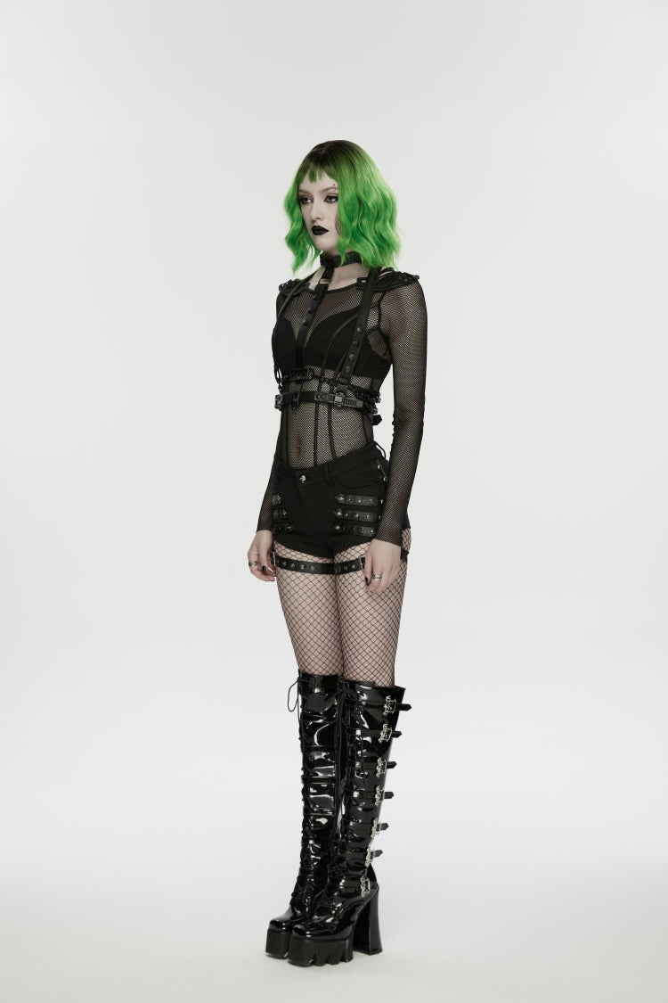 Punk Shorts for Her with Studded Details and Detachable Leg Harnesses