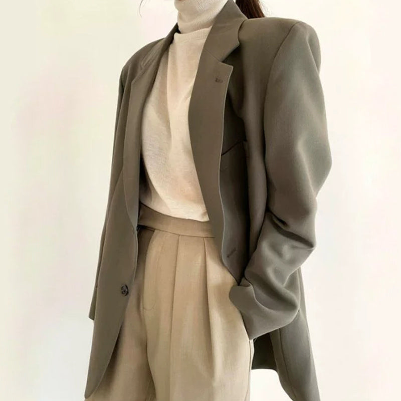 Chic Cardigan Pure Color Lapel Blazer