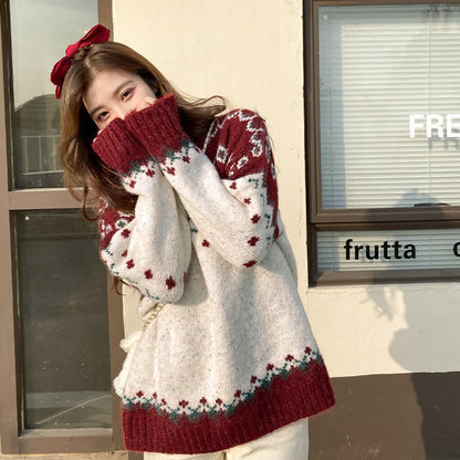 Pants Colorblock White Turtleneck Sweater Set