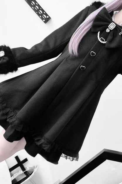 Bowknot Rabbit Ears Detachable Hooded Jirai Kei Coat