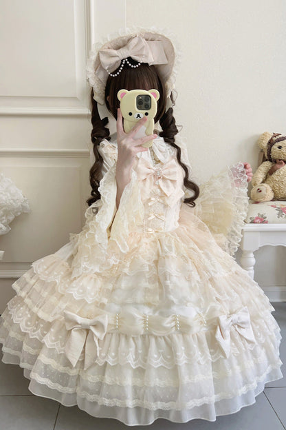 Beige Dream Prologue Doll Multi-Layered Bow Lace Dress