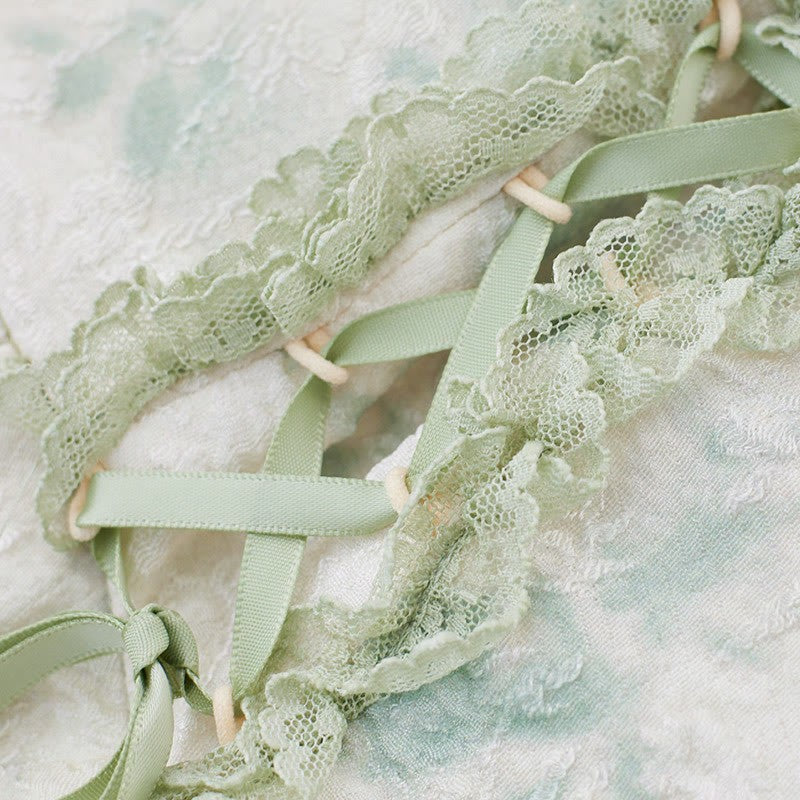 Slip Floral Dress Cardigan Gradient Set Print Two Pieces