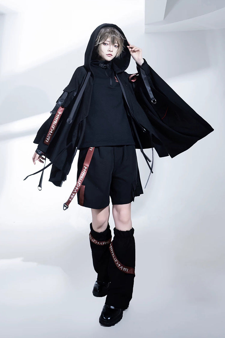 Stand Collar Long-Sleeve Gothic Prince Ouji Shorts Set