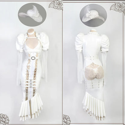 Cosplay Hollow Out PU Leather Lingerie Set