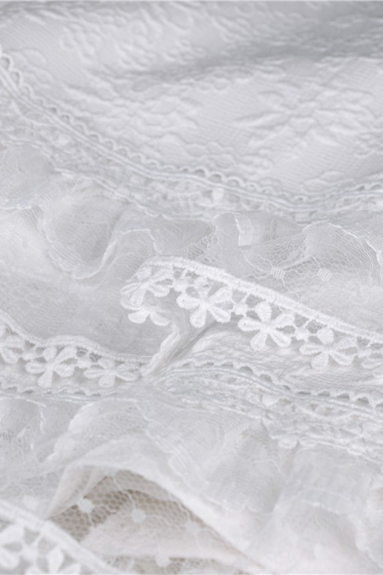 Ivory Off-Shoulder Lace Short Sleeve Steampunk Wedding Dress