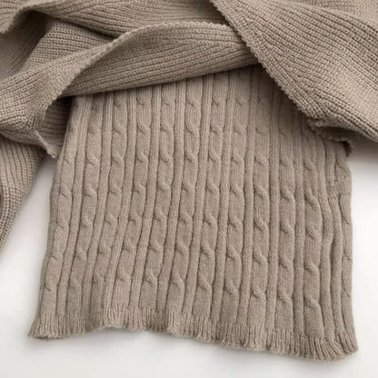 Chic Cable Sweater Top Waist Cross High Knit Cami Skirt