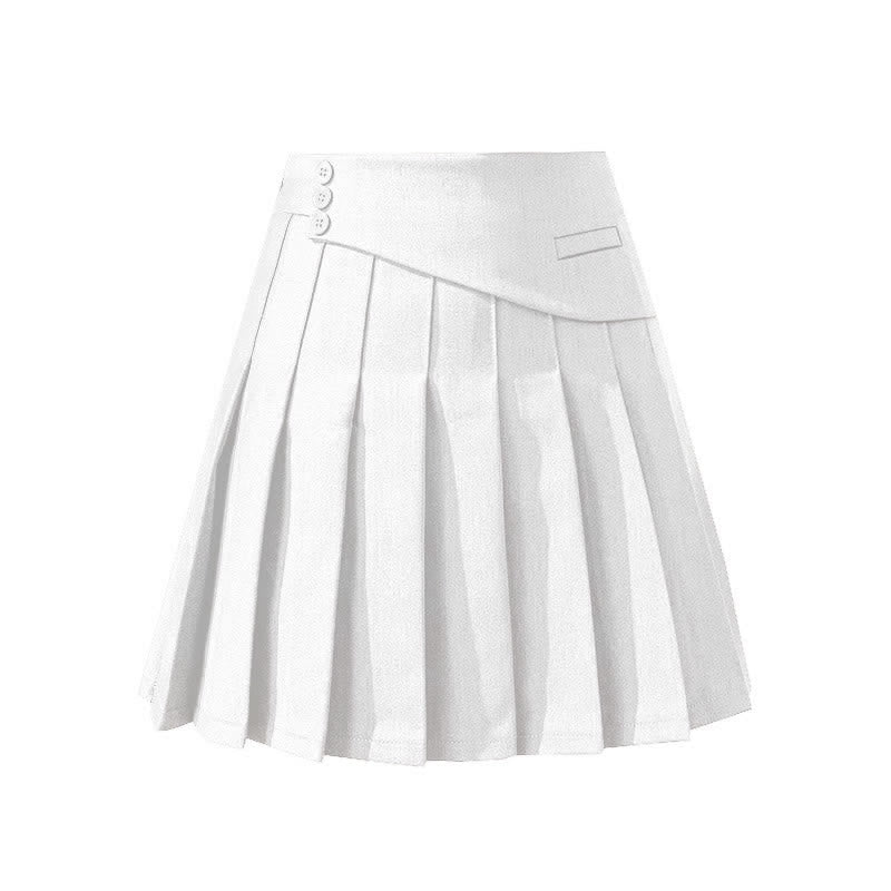 Loose Waist Flouncing Skirt High Pleated Shirt