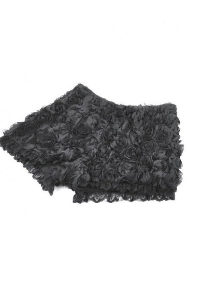 Gothic Mini Shorts with 3D Floral Jacquard and Lace Trim for Her