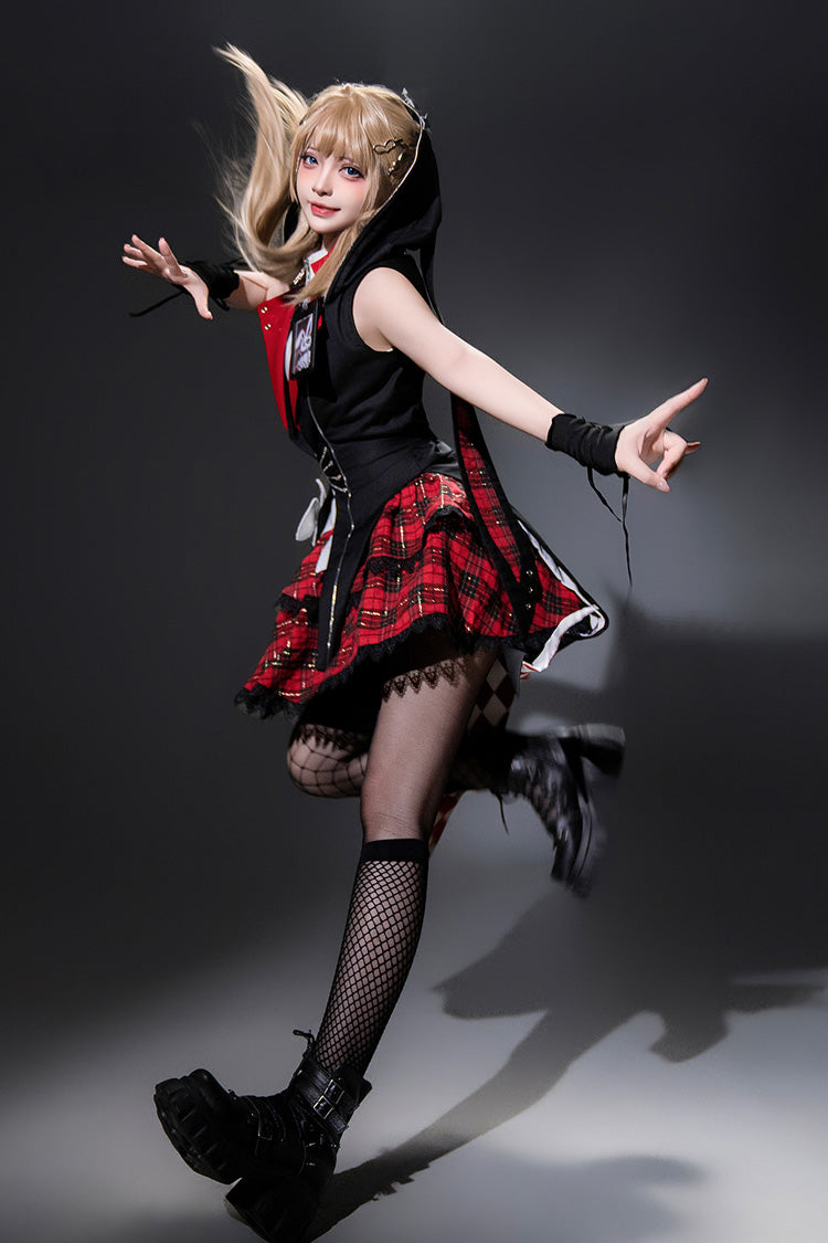Rock Bunny Punk Lolita Skirt Set with Embroidery - Noir