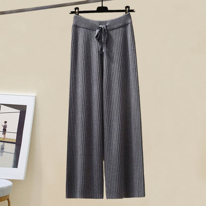 Casual Pants Chic Sweater Cross Knit