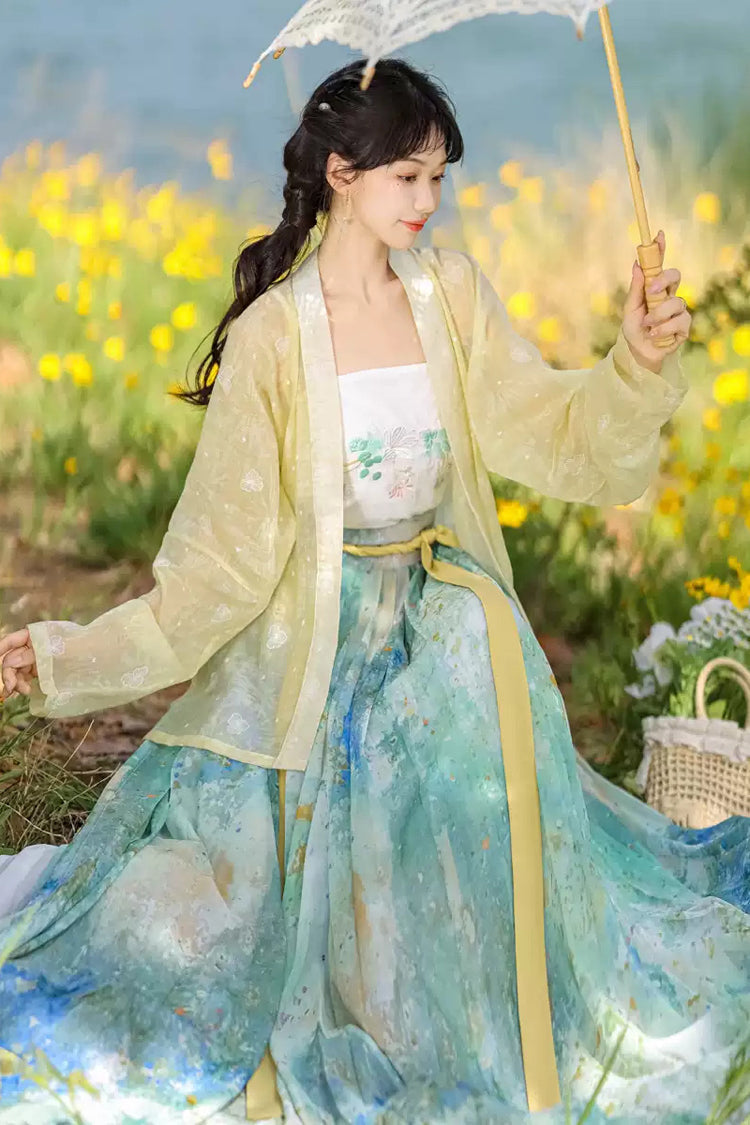 Long-Sleeved High-Waist Embroidered Hanfu Outfit Set