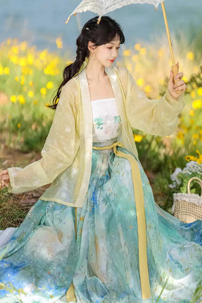 Long-Sleeved High-Waist Embroidered Hanfu Outfit Set
