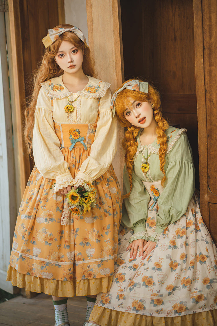 Amber Sleeveless Ruffled Bow Sunflower JSK Chic Attire