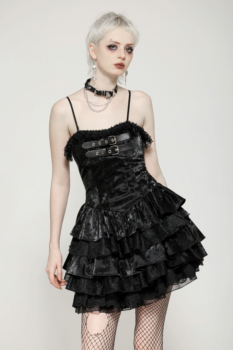 Ruffled Punk Slip Dress for Parties and Graduation