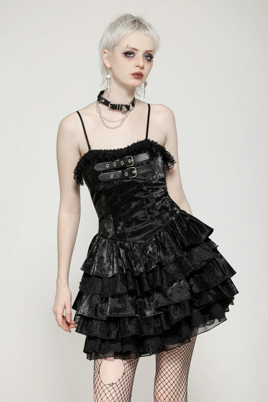 Ruffled Punk Slip Dress for Parties and Graduation