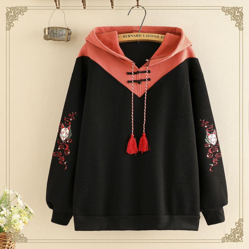 Cartoon Fox Tassel Drawstring Hoodie SP19693