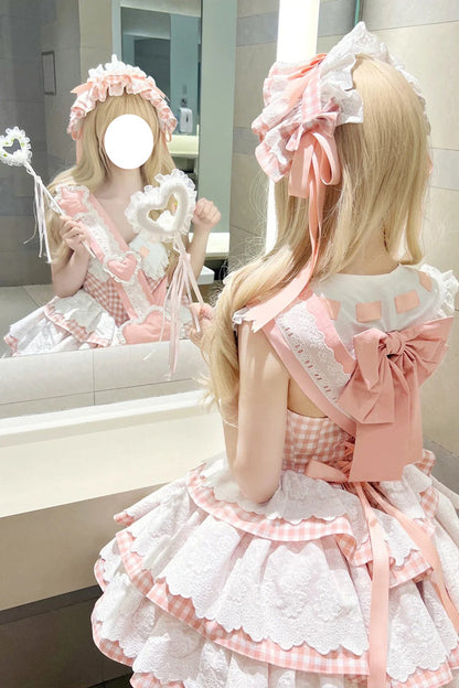 Rose Star Grant Angel Triple Layer Print Ruffle Sweet Lolita Dress