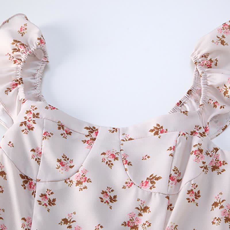 Ensemble robe nuisette fendue à imprimé floral et cardigan blanc