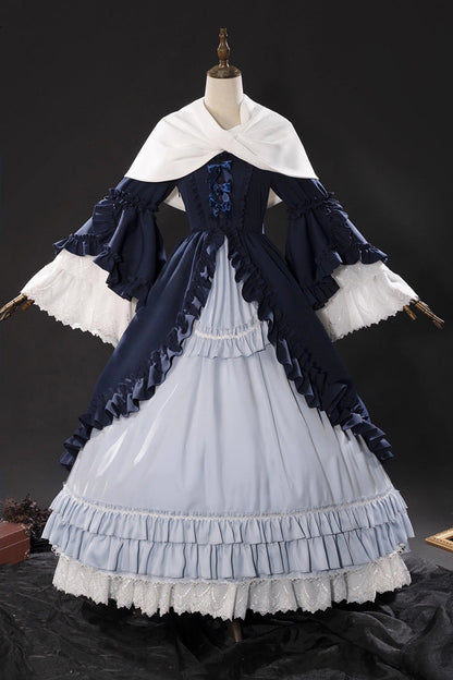 Triple Ruffled Cardigan Bow Gothic Victorian Lolita Set