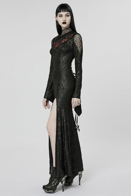 Long Sleeve Hollow Embroidery Women's Gothic Dress