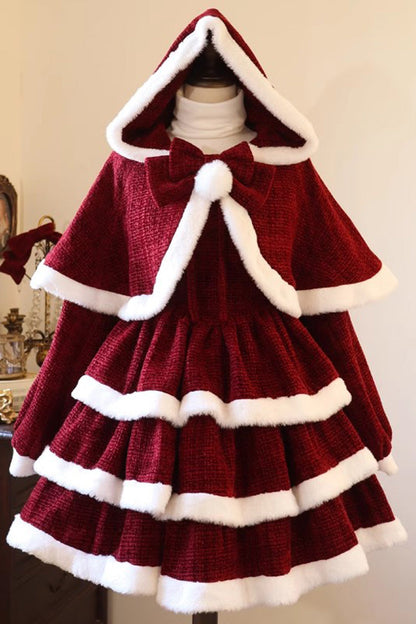 Christmas Carol Triple-Layered Bowknot Sweet Lolita JSK Gown