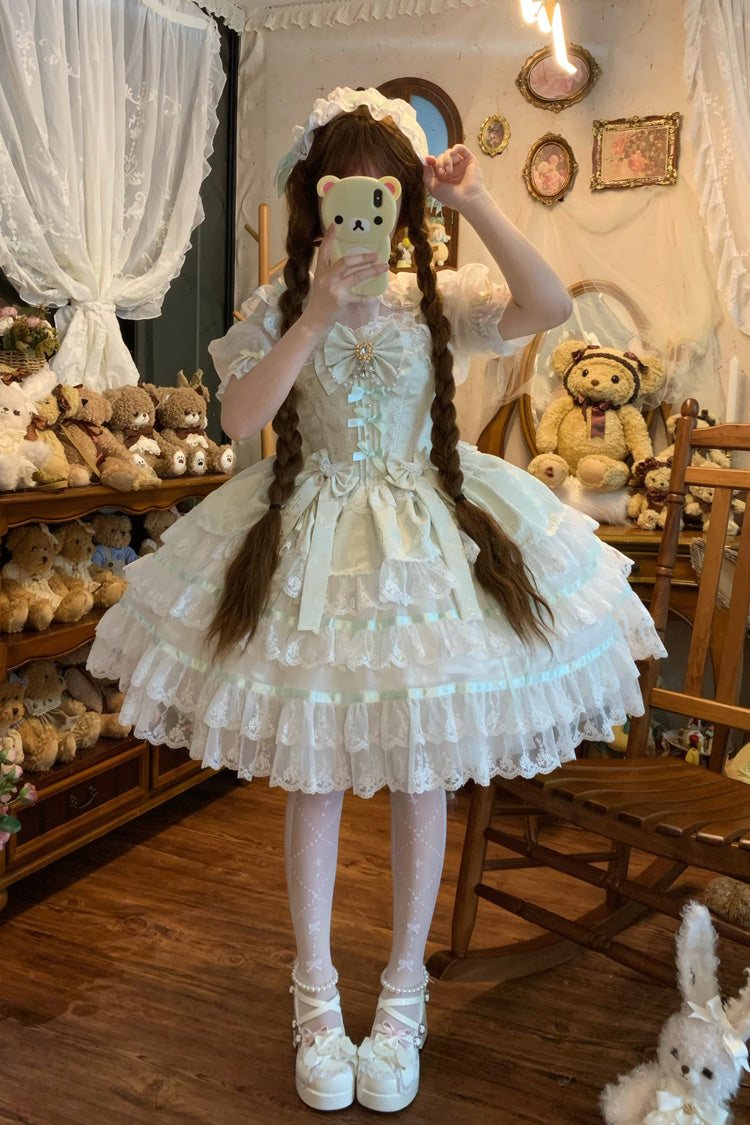 Emerald High-Waist Pearl Ballet Lolita JSK - Snow Kissed