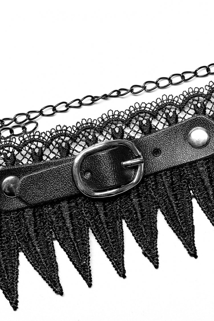 Gothic Choker with Feathers and Lace, Adjustable Fit for Her