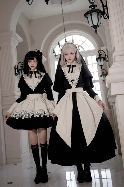 Letters and Poems Nocturne Nun Long Sleeves Ruffle Gothic Lolita Long Dress