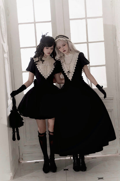 Letters and Poems Nocturne Nun Long Sleeves Ruffle Gothic Lolita Long Dress