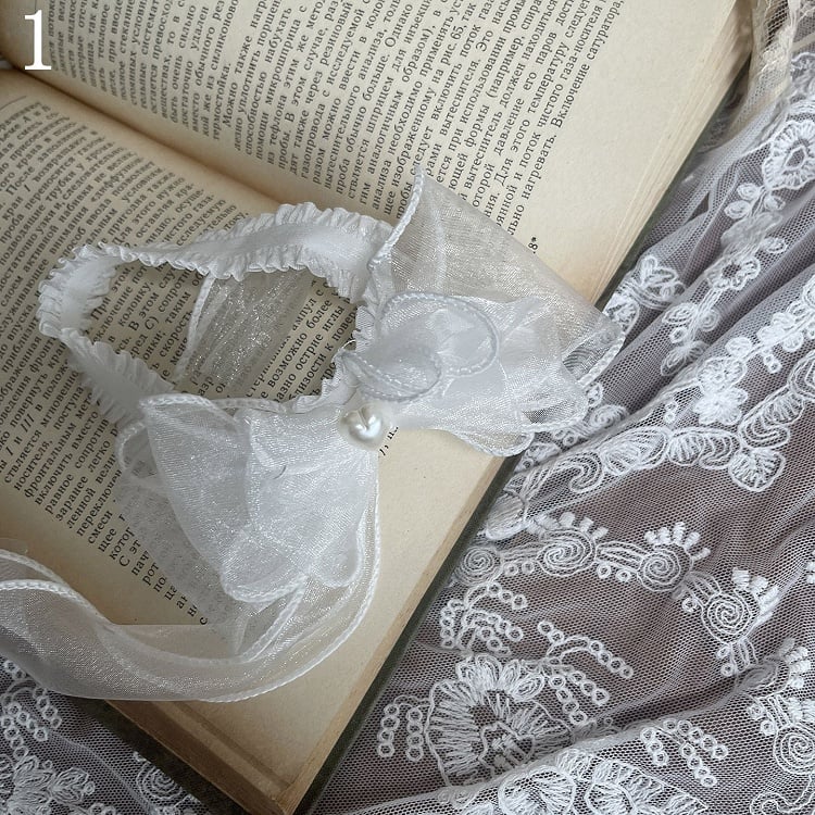 Pink Lace-up Detail Underknee Stockings With Bowknot Leg Loop