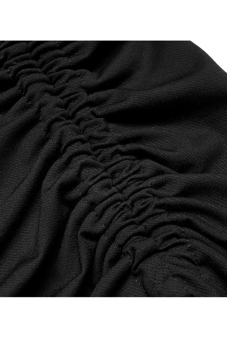 Improved Cheongsam Pointed Hem Drawstring Black Punk Dress