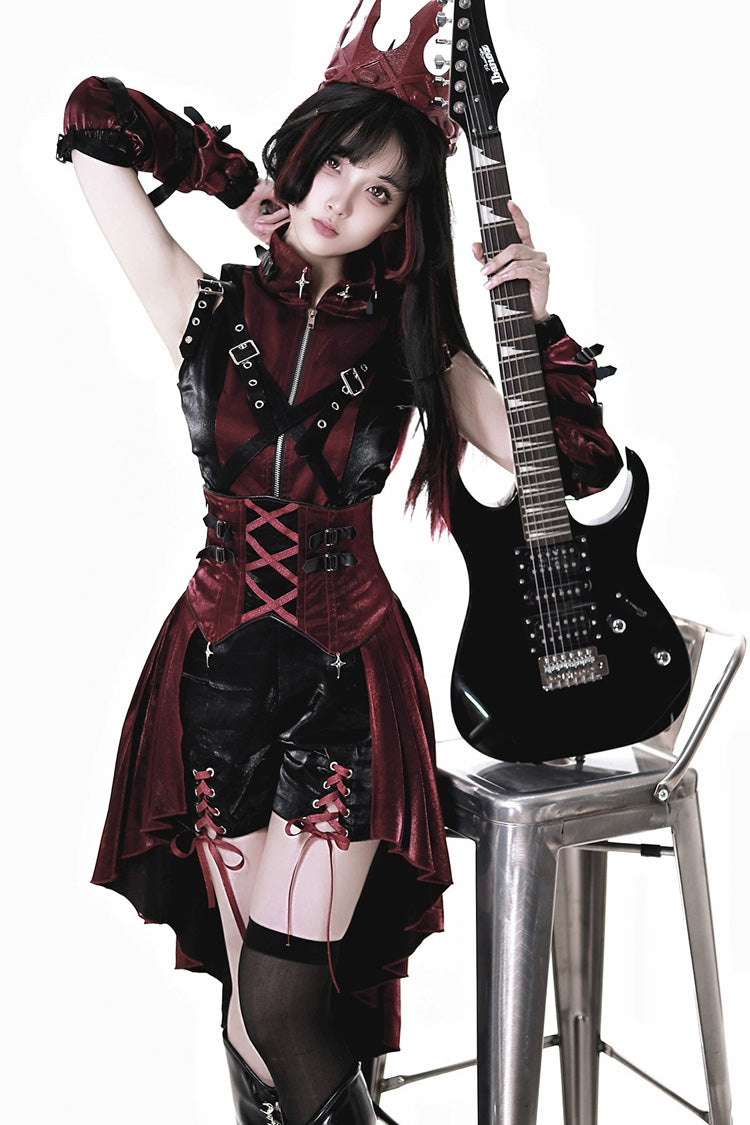 Chief Assassin Lace-Up Gothic Ouji Lolita Set - Noir