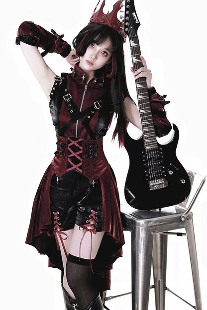 Chief Assassin Lace-Up Gothic Ouji Lolita Set - Noir